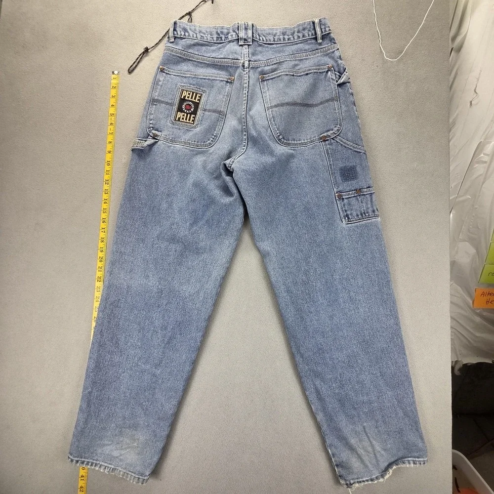 VTG Pelle Pelle Jeans Mens 34x33 Blue Wide Leg Skater Y2K Hip Hop